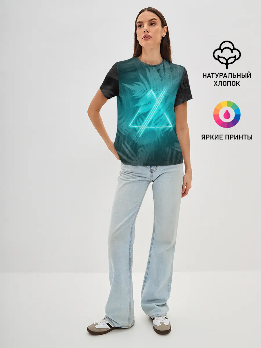 Женская базовая футболка / Neon light blue