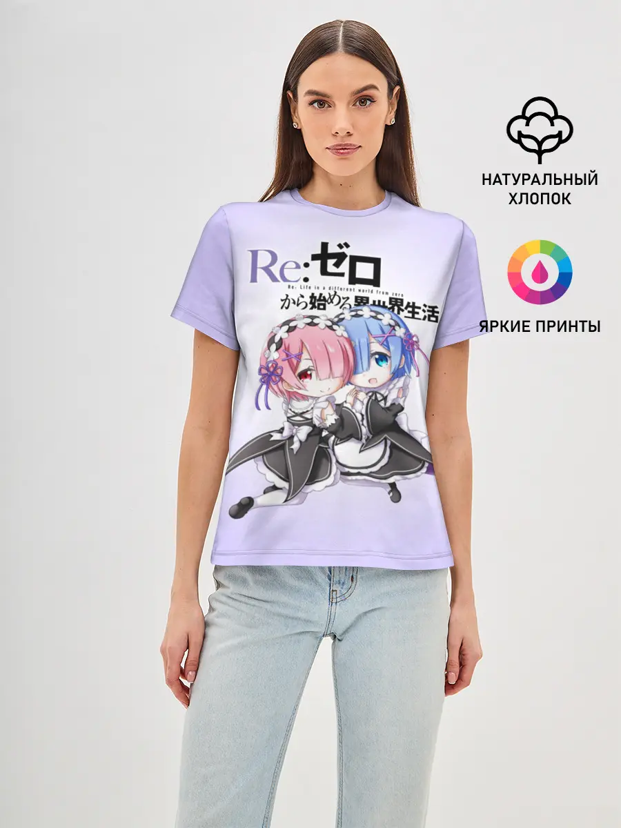 Женская базовая футболка / Re:Zero. Рем и Рам
