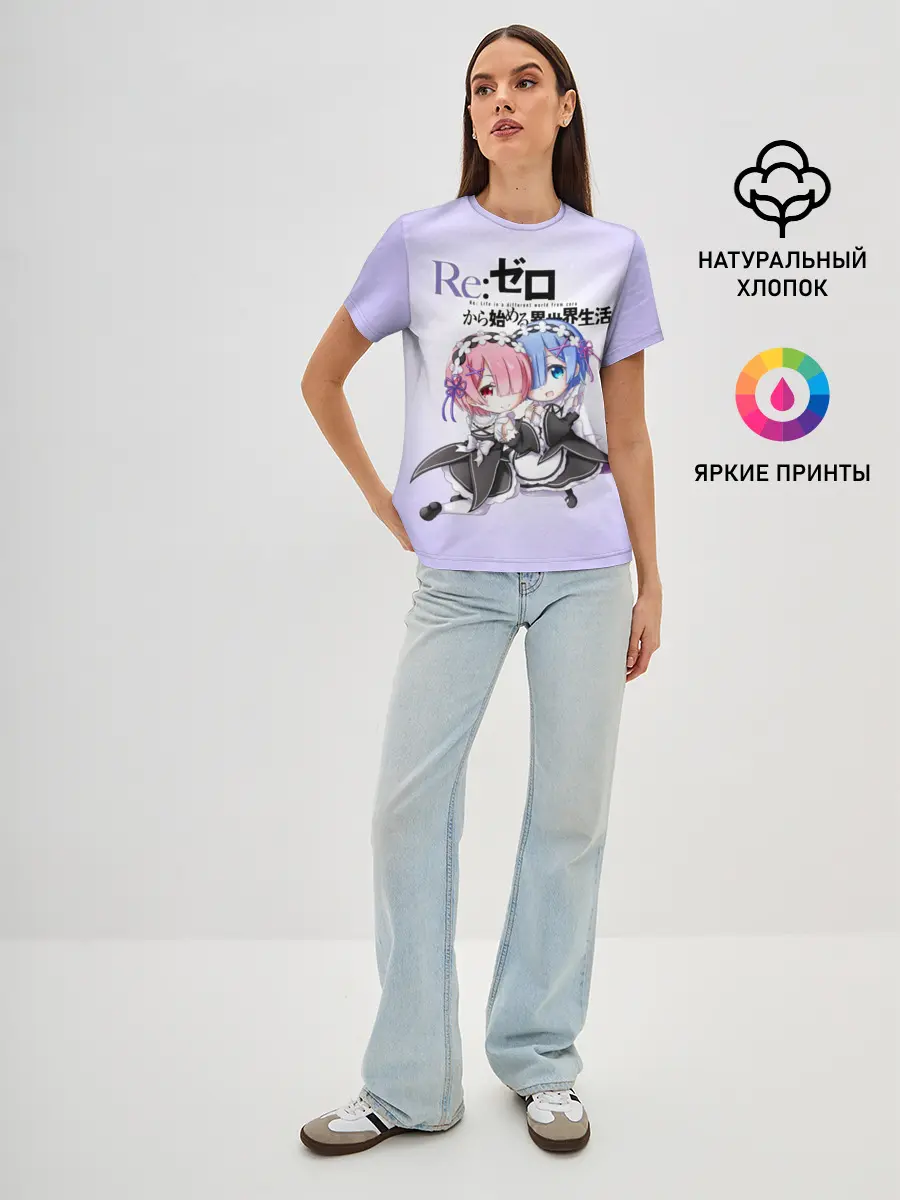 Женская базовая футболка / Re:Zero. Рем и Рам