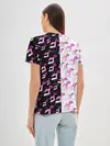 Женская базовая футболка / Розовые джоджо на чернобелом