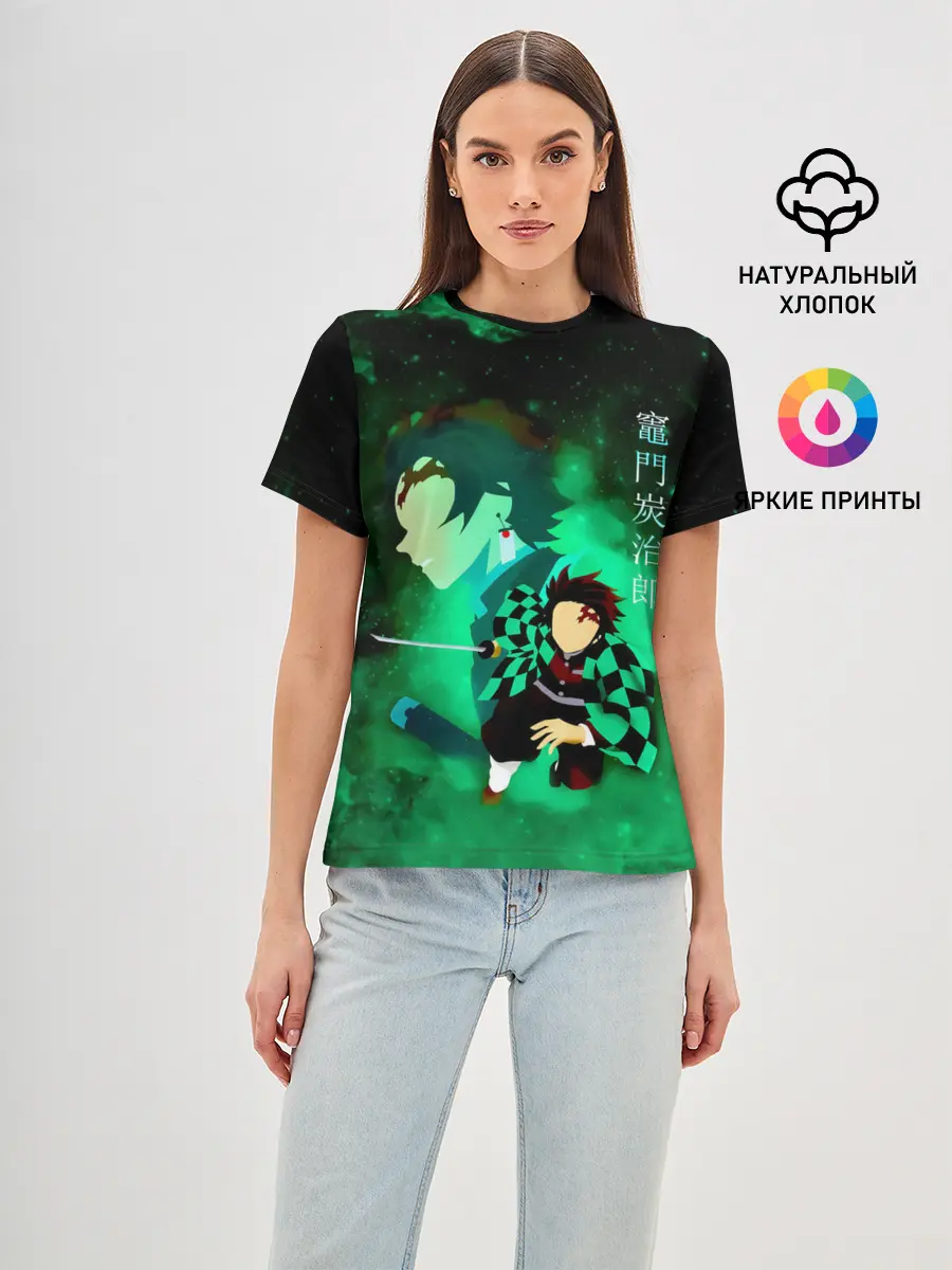 Женская базовая футболка / Танджиро Камадо Kimetsu no Yaiba