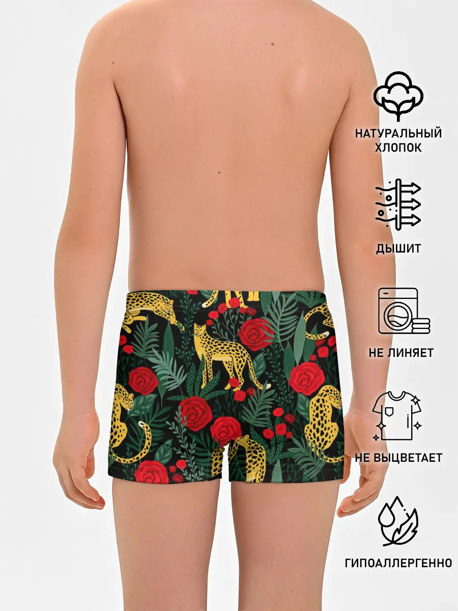 Трусы для мальчиков / Леопарды и цветы