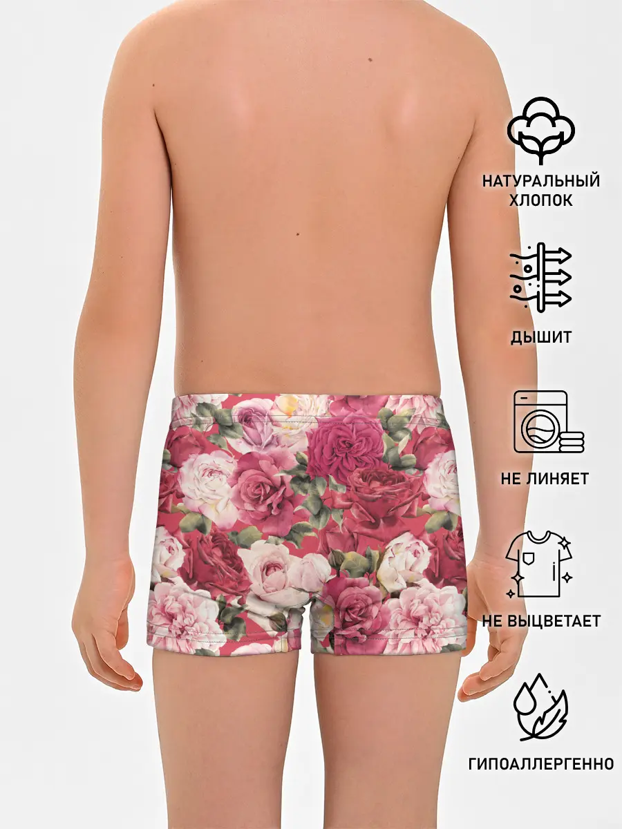Трусы для мальчиков / Акварель, розы