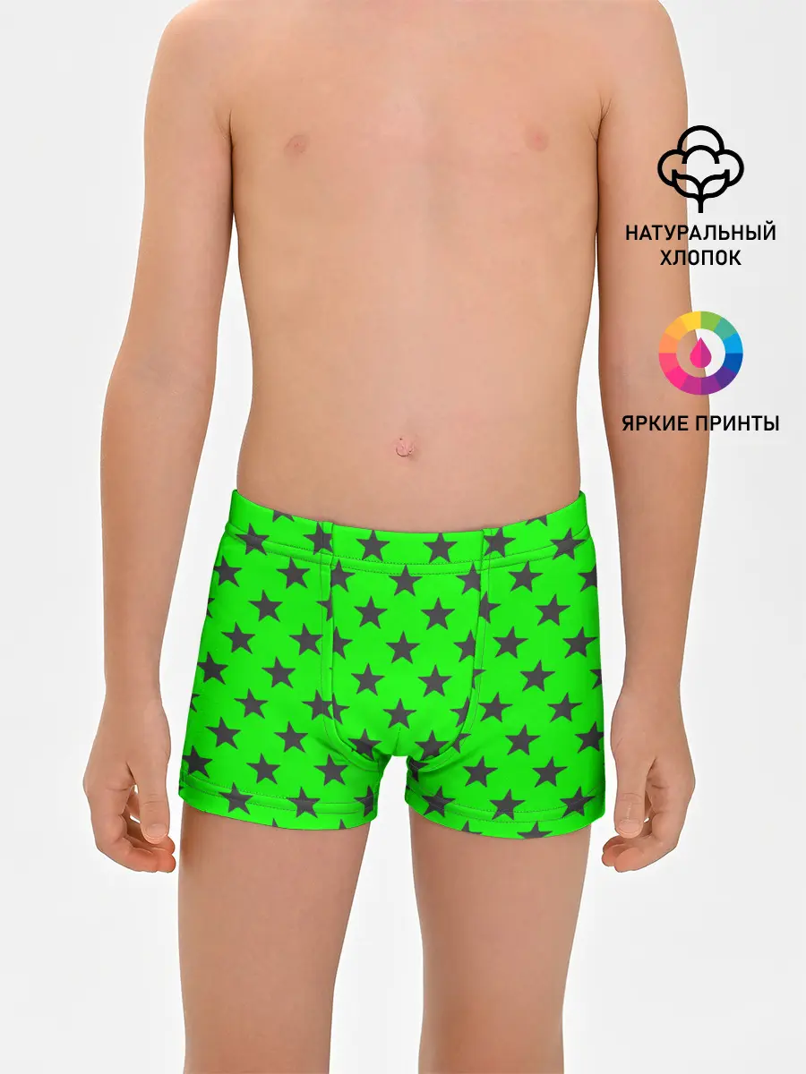 Трусы для мальчиков / звездный фон зеленый