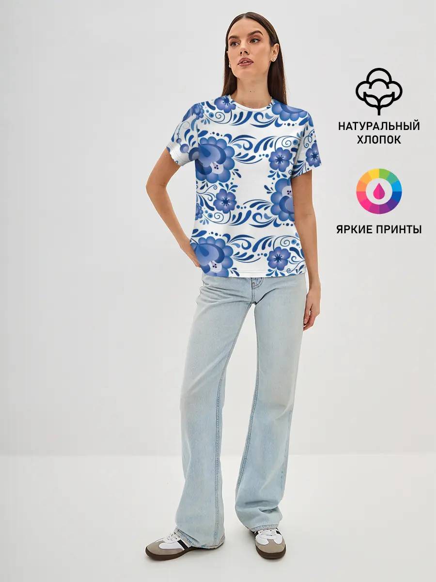 Женская базовая футболка / Гжель