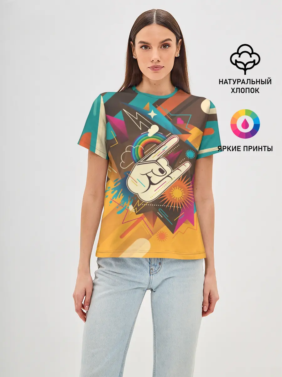 Женская базовая футболка / Распальцовка music