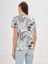 Женская базовая футболка / Черно-белый узор Тропики