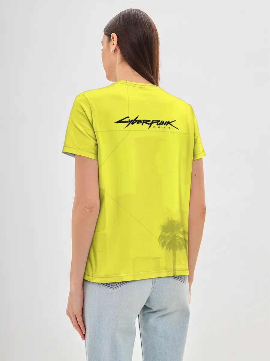 Женская базовая футболка / Cyberpunk 2077 - Пальмы