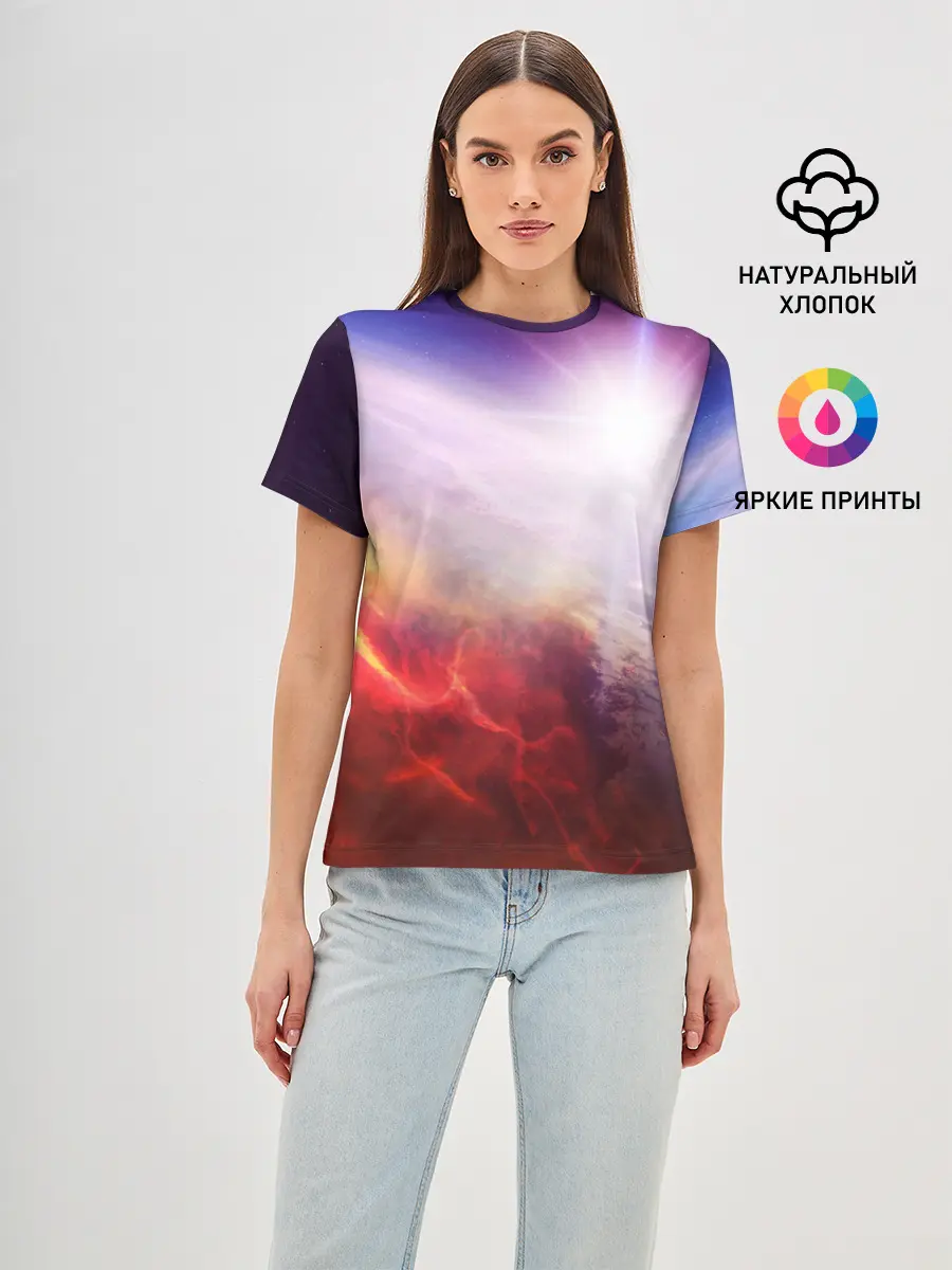 Женская базовая футболка / Звезды в неоне