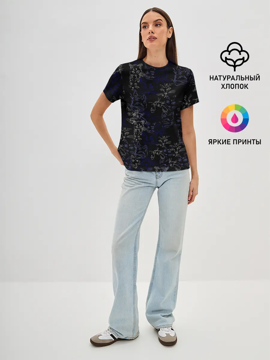 Женская базовая футболка / Ночные кошечки