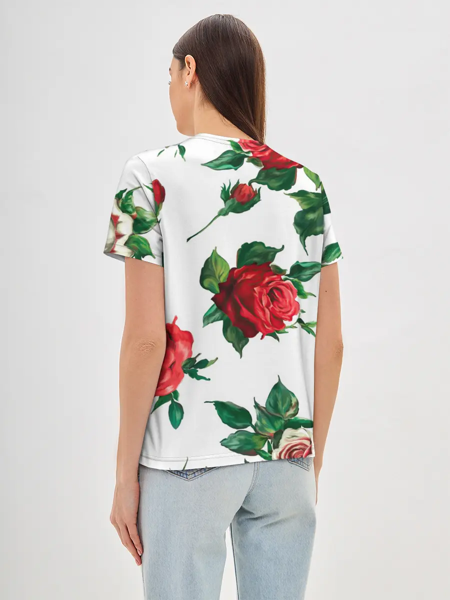 Женская базовая футболка / Розы