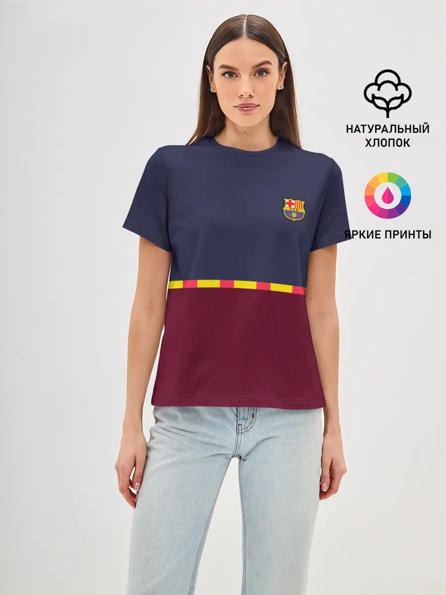 Женская базовая футболка / FC Barcelona | Flag and team Logo