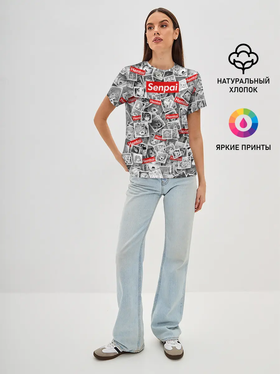 Женская базовая футболка / Hentai senpai