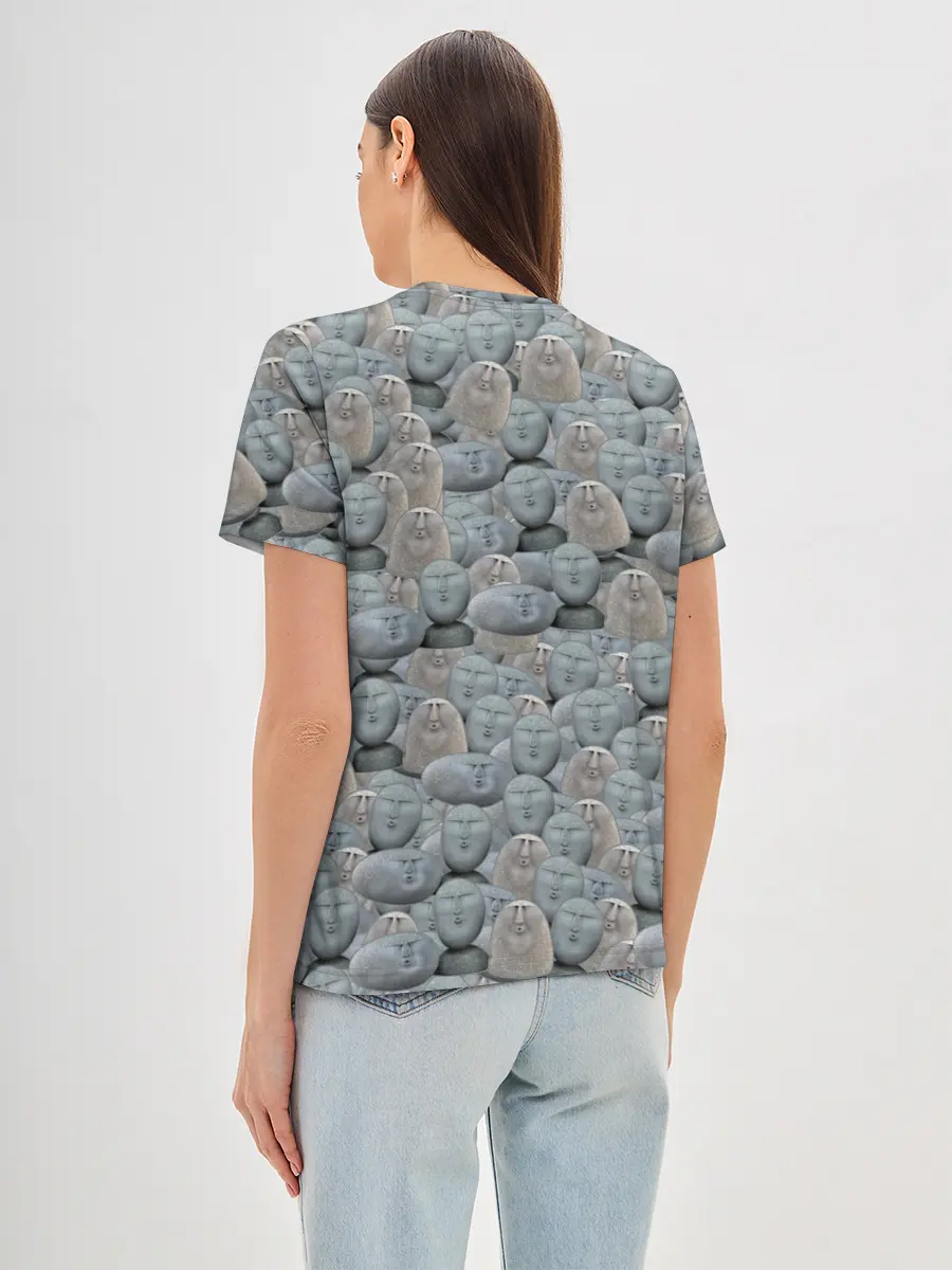 Женская базовая футболка / Каменные лица 3D МЕМ 2020