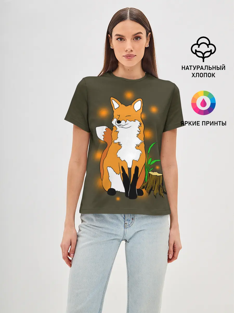 Женская базовая футболка / Лиса в лесу