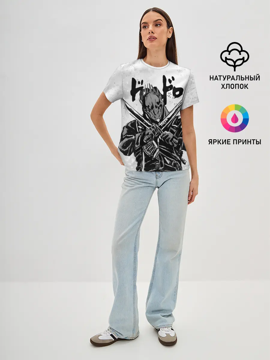 Женская базовая футболка / Кайман с мечами Дорохедоро