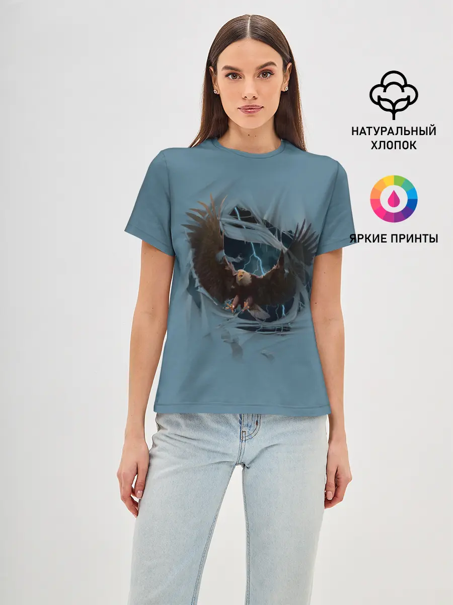 Женская базовая футболка / ОРЕЛ СКВОЗЬ ТКАНЬ