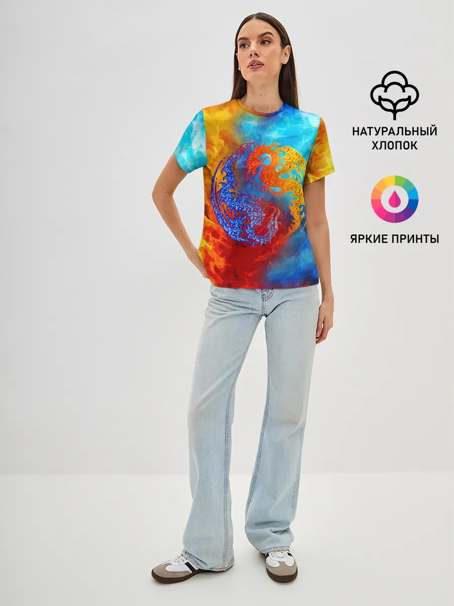 Женская базовая футболка / Битва огней x Драконы