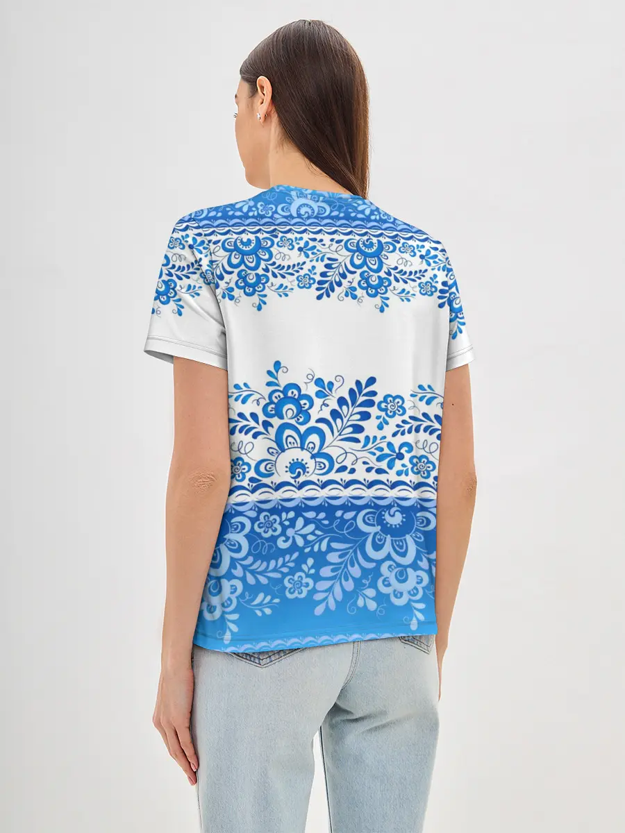 Женская базовая футболка / Россия гжель