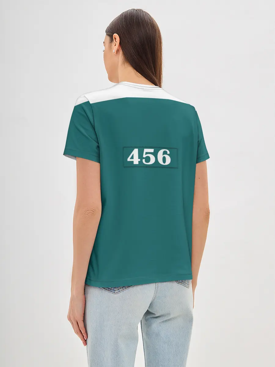 Женская базовая футболка / Как в игре в кальмара. Куртка бирюзовая