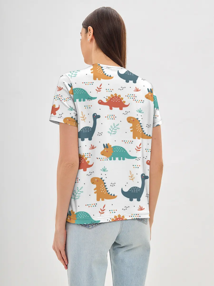 Женская базовая футболка / Милые динозавры