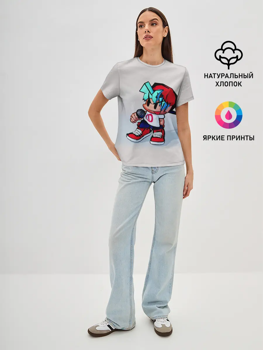 Женская базовая футболка / Бойфренд с микрофоном