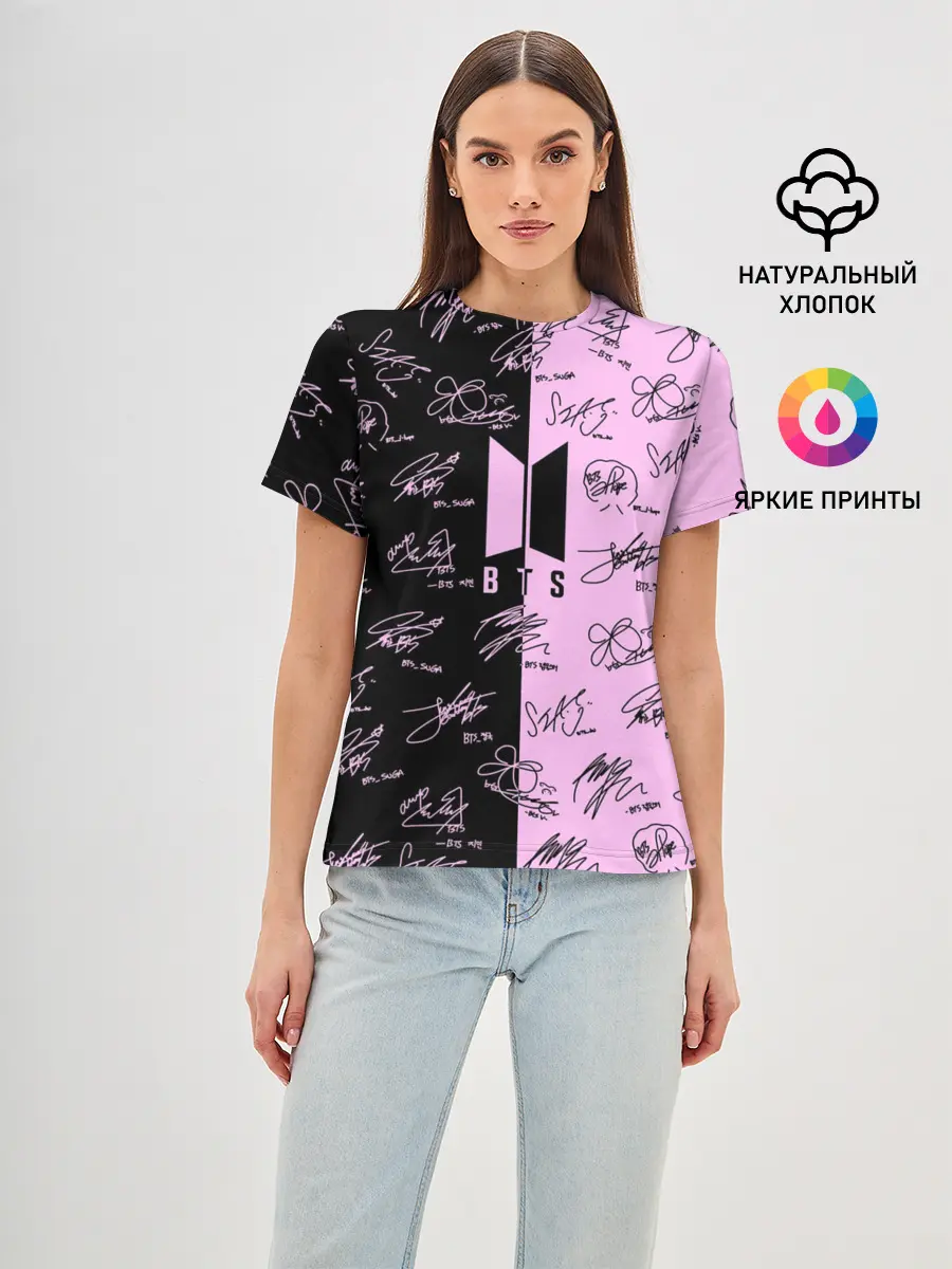 Женская базовая футболка / BTS АВТОГРАФЫ | БТС
