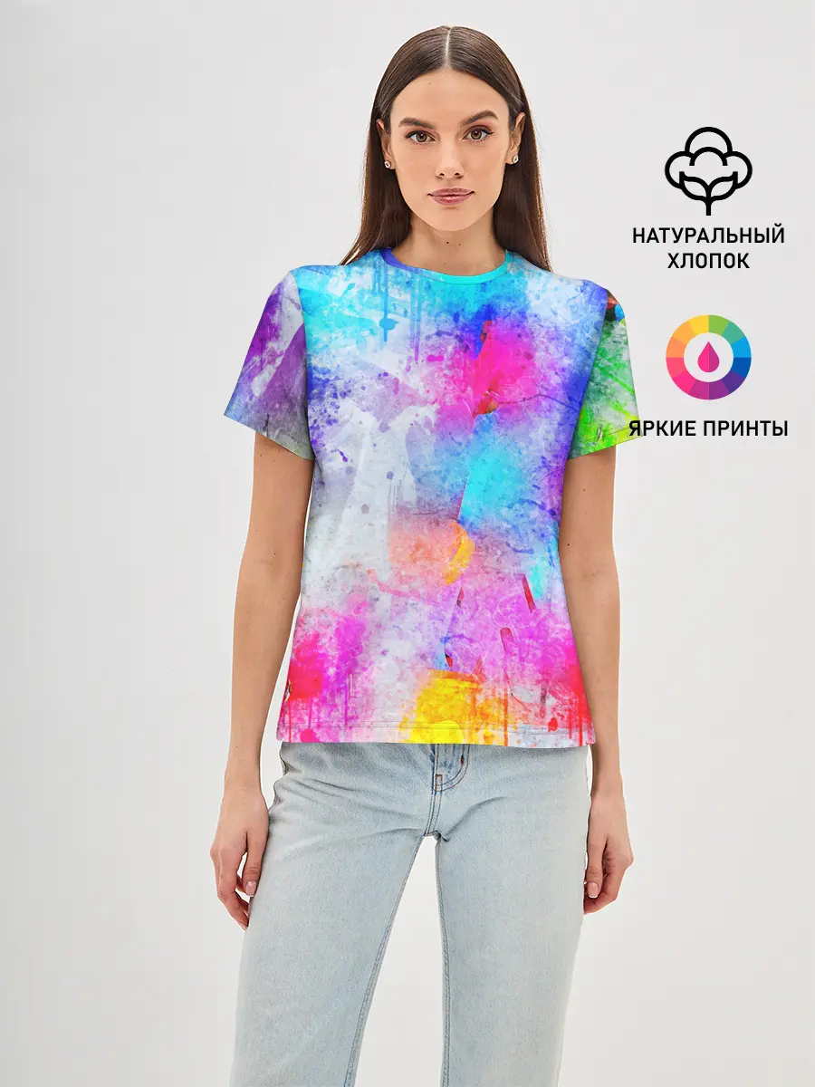 Женская базовая футболка / НЕОНОВЫЕ ПОТЕРТОСТИ