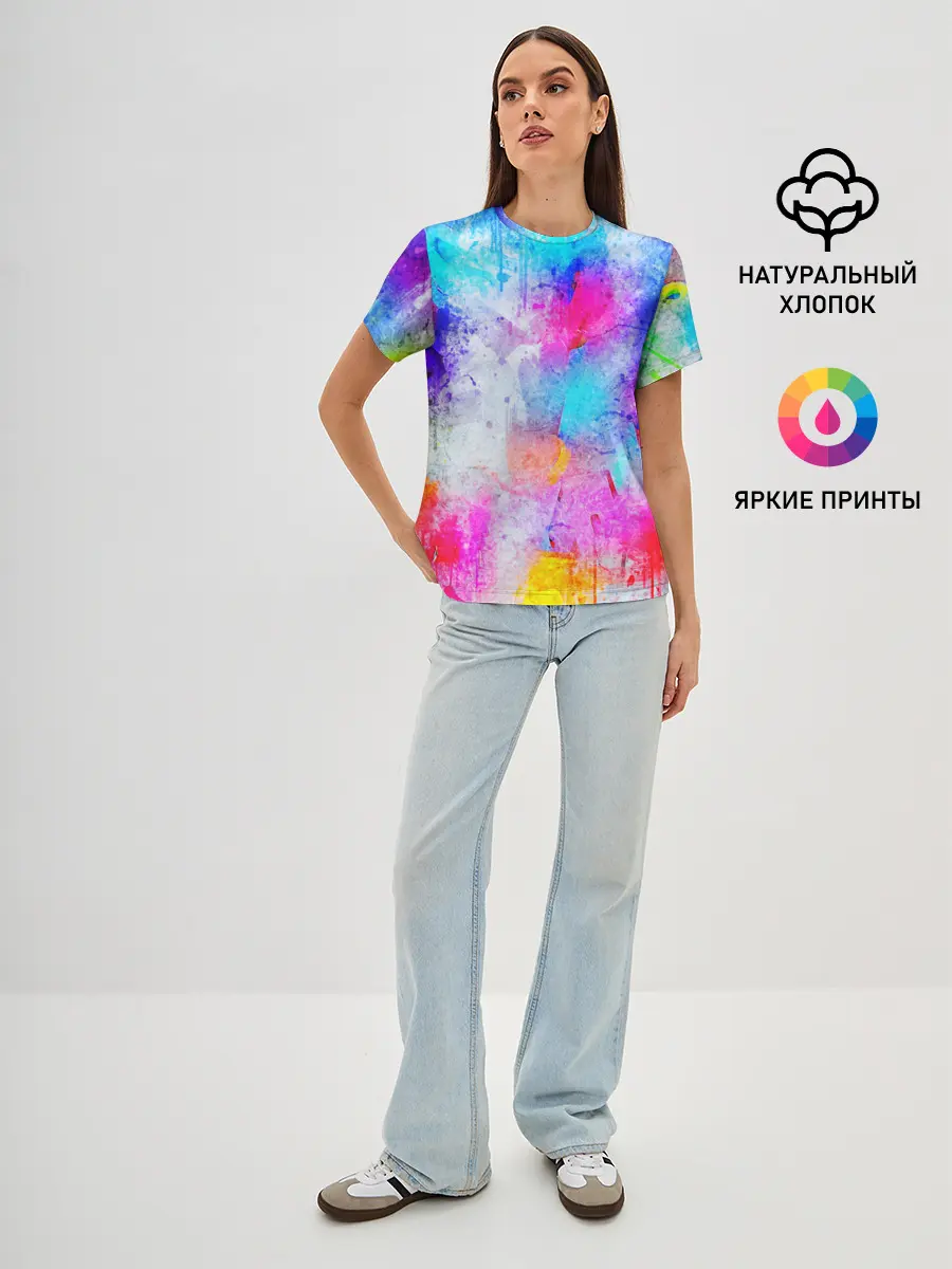 Женская базовая футболка / НЕОНОВЫЕ ПОТЕРТОСТИ