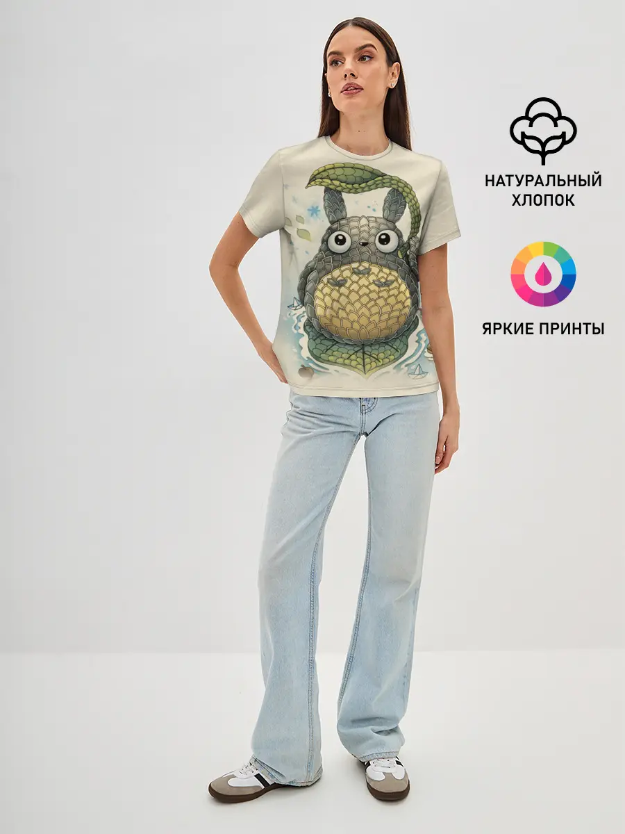 Женская базовая футболка / My Neighbor Totoro заяц с чешуей