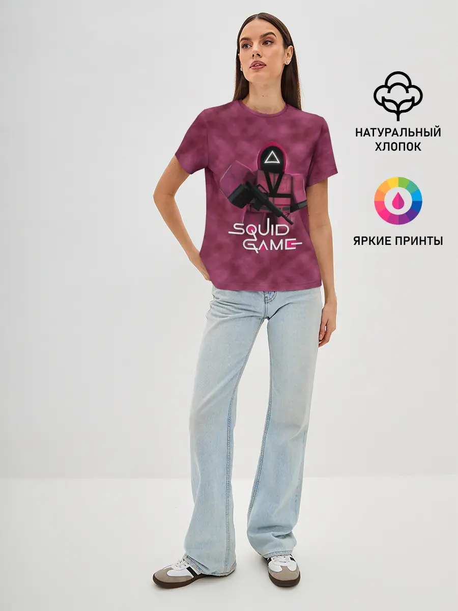 Женская базовая футболка / ИГРА В КАЛЬМАРА РОБЛОКС | SQUID GAME