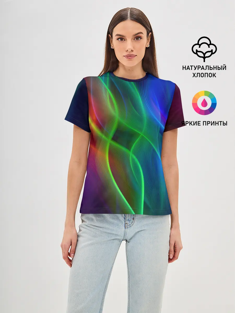 Женская базовая футболка / НЕОНОВАЯ АБСТРАКЦИЯ