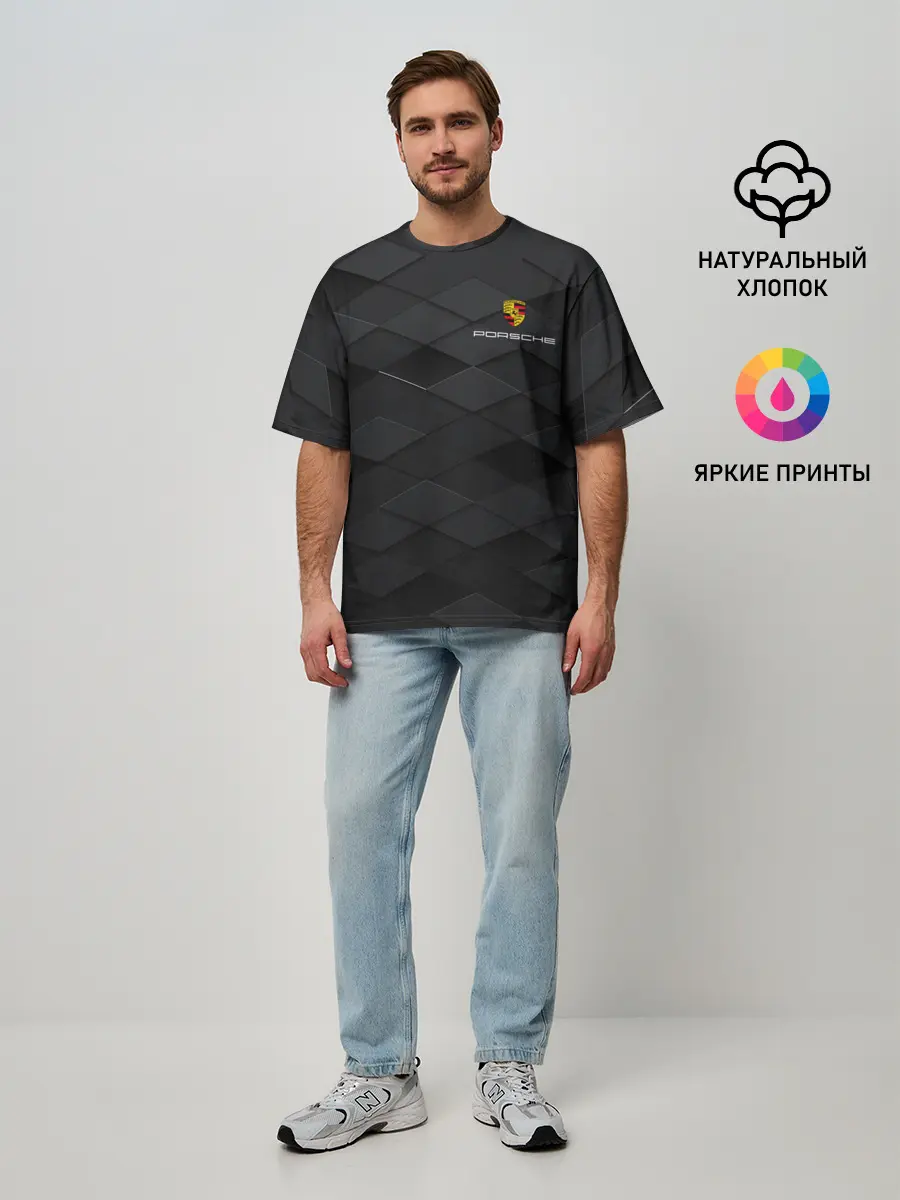 Мужская футболка оверсайз / PORSCHE | ПОРШЕ