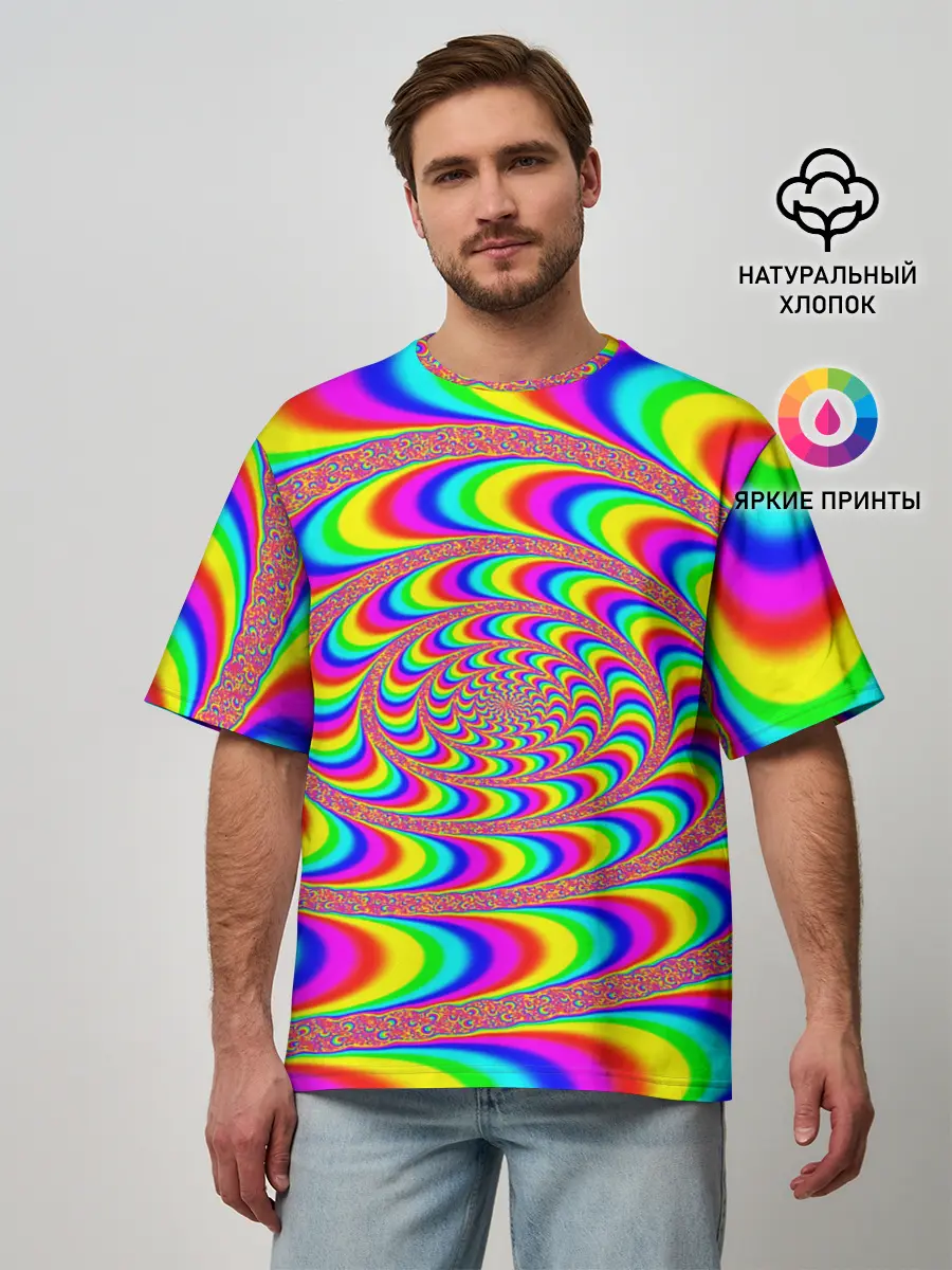 Мужская футболка оверсайз / Оптическая текстура