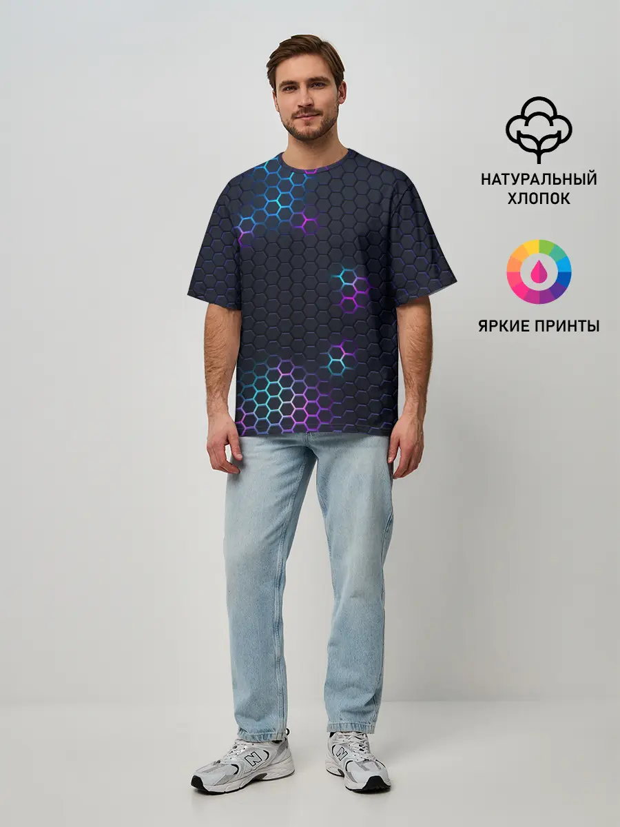 Мужская футболка оверсайз / НЕОНОВАЯ БРОНЯ | НЕО БРОНЯ