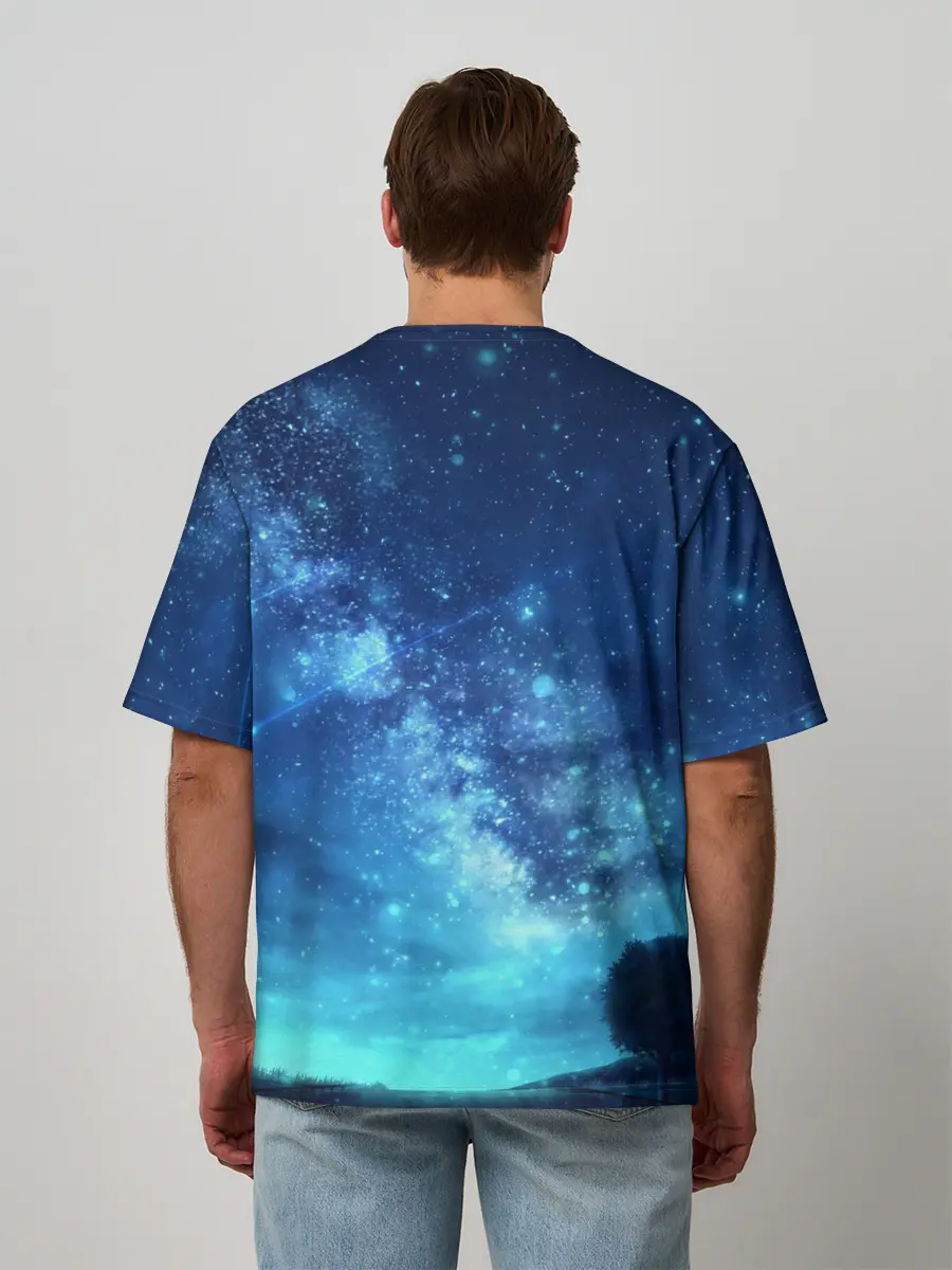 Мужская футболка оверсайз / Синяя Небо