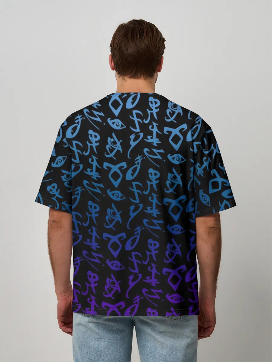 Мужская футболка оверсайз / Blue runes