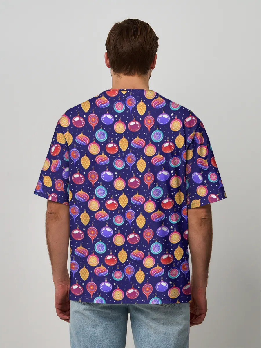 Мужская футболка оверсайз / Новогодние Ёлочные Украшения