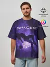Мужская футболка оверсайз / Space X Girl in zero gravity