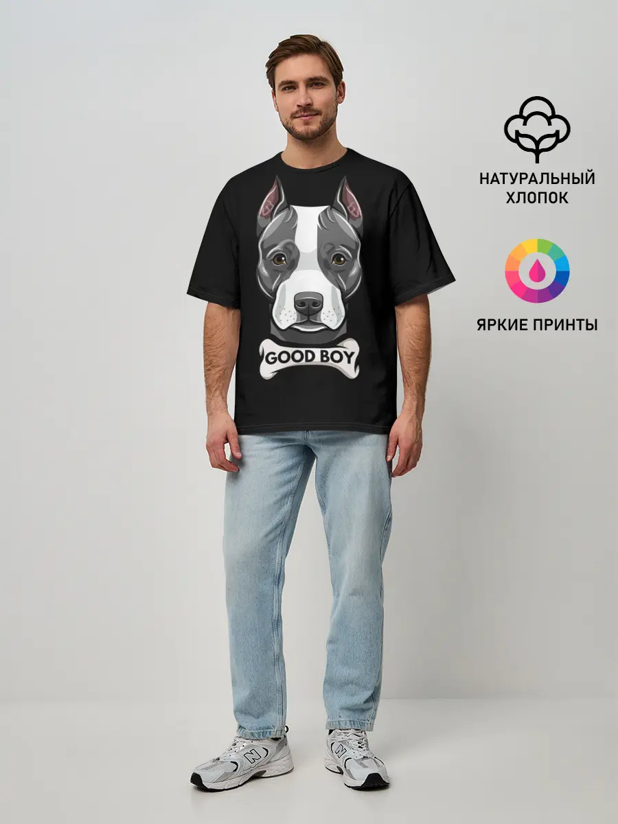 Мужская футболка оверсайз / Стаффордширский терьер