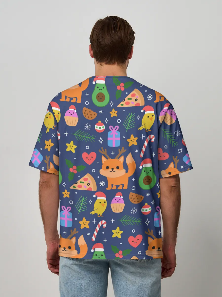 Мужская футболка оверсайз / Новогодний макет