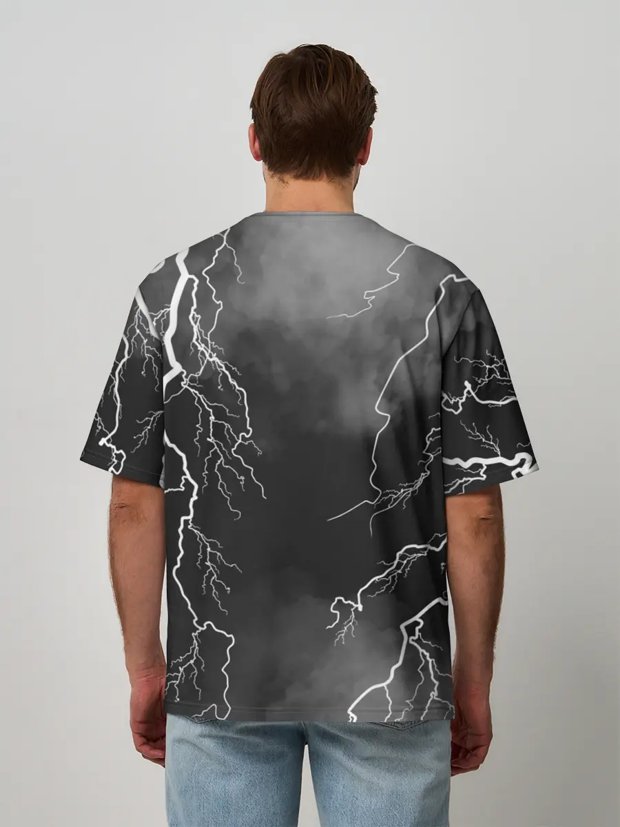Мужская футболка оверсайз / КОРОЛЬ И ШУТ | МОЛНИЯ