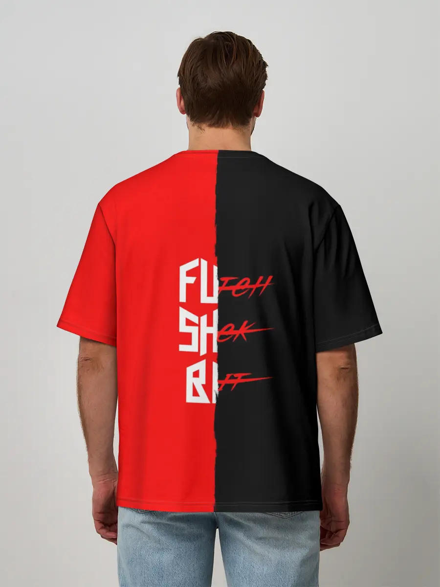 Мужская футболка оверсайз / Red & Black