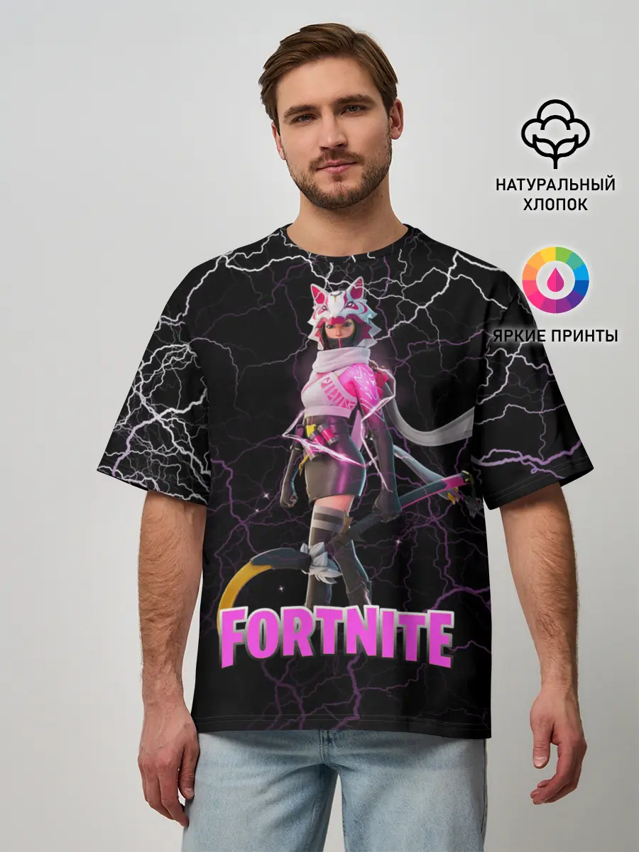 Мужская футболка оверсайз / Vi Fox Fortnite