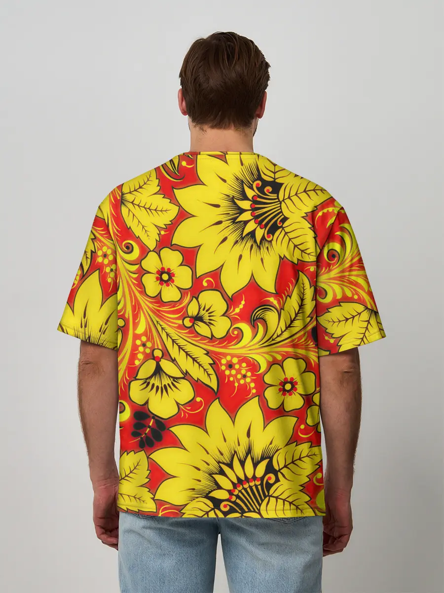 Мужская футболка оверсайз / Хохлома