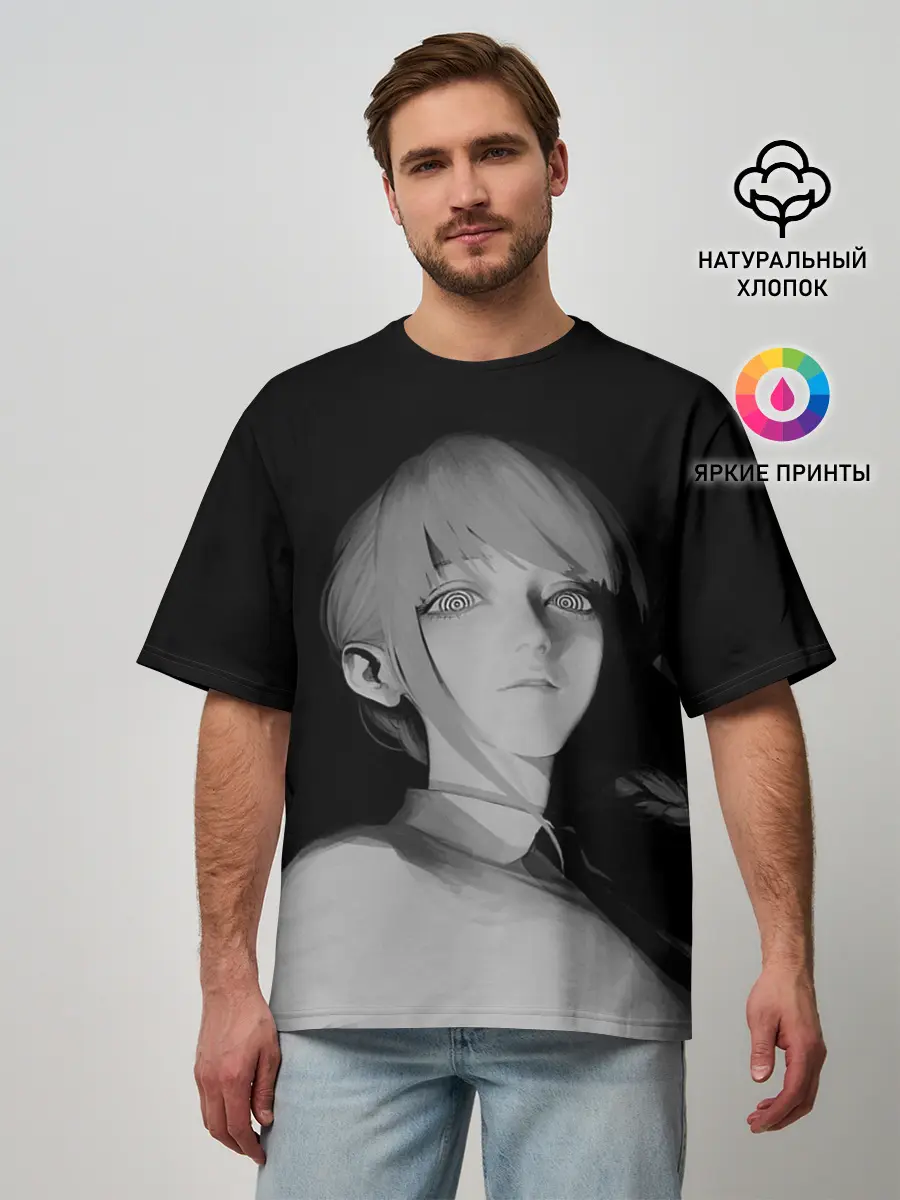 Мужская футболка оверсайз / Makima Chainsaw Man 3D модель