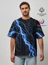 Мужская футболка оверсайз / ГОЛУБАЯ МОЛНИЯ / ГРОЗА
