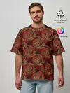 Мужская футболка оверсайз / Красно-оливковый ретро
