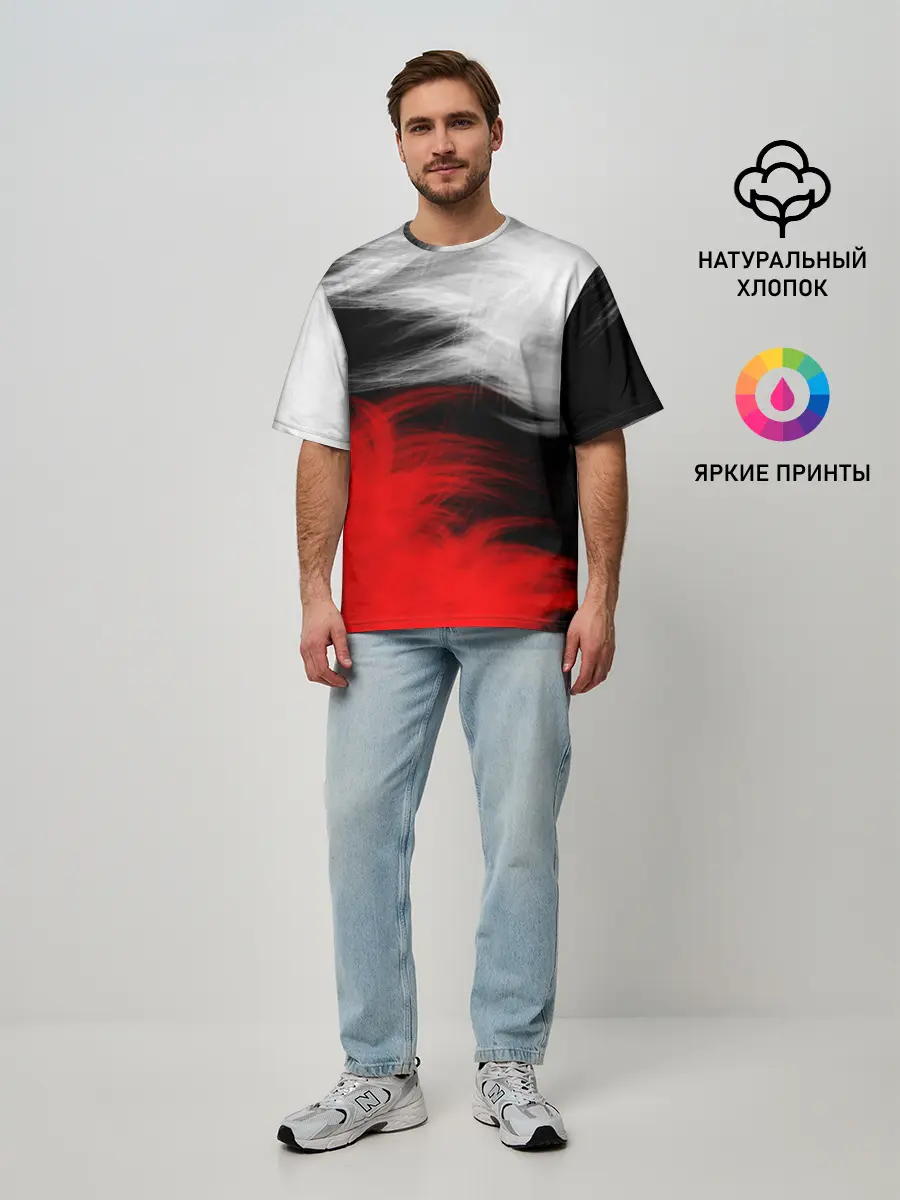 Мужская футболка оверсайз / ПЕРЬЯ