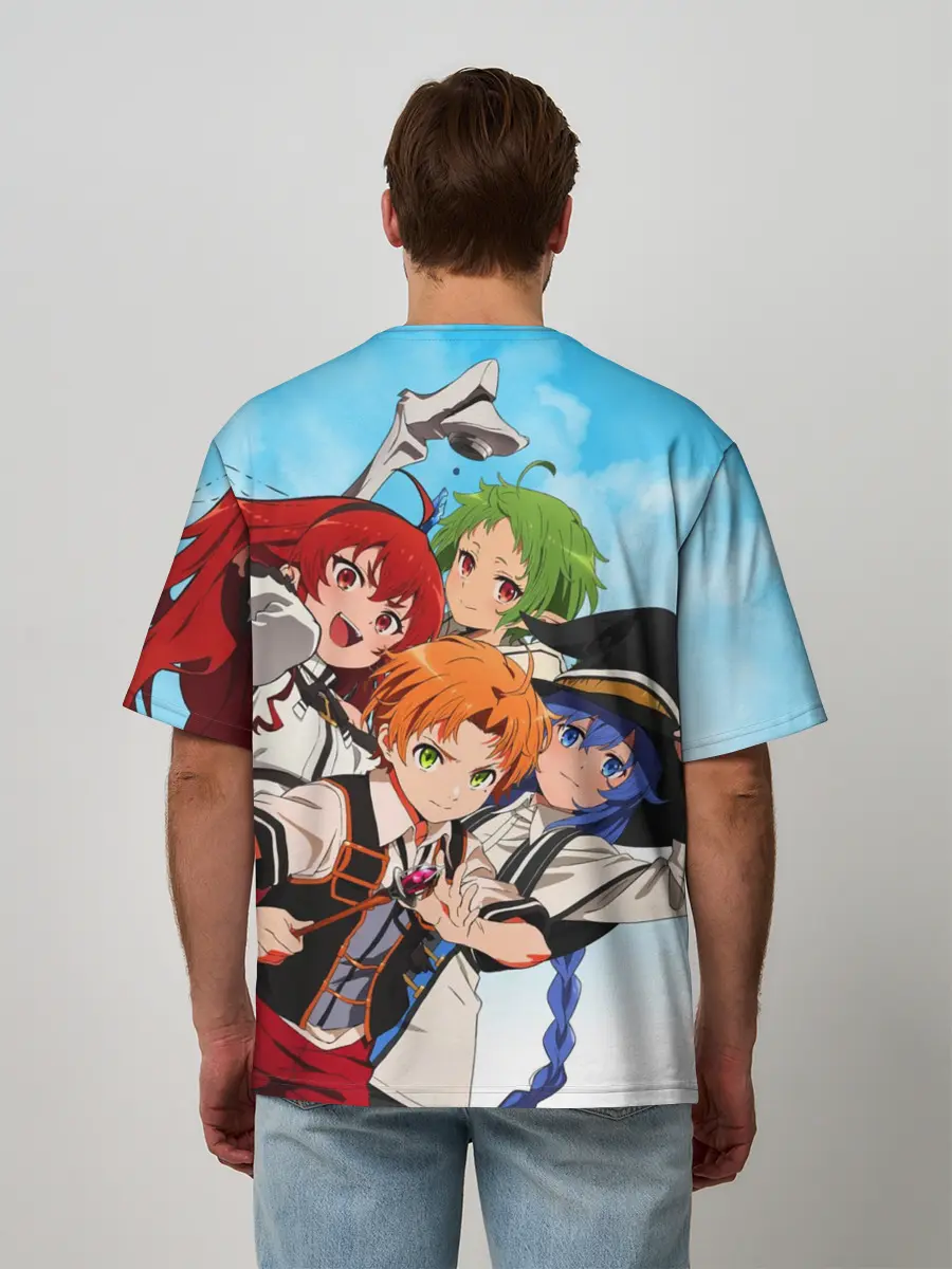 Мужская футболка оверсайз / Реинкарнация безработного главные герои